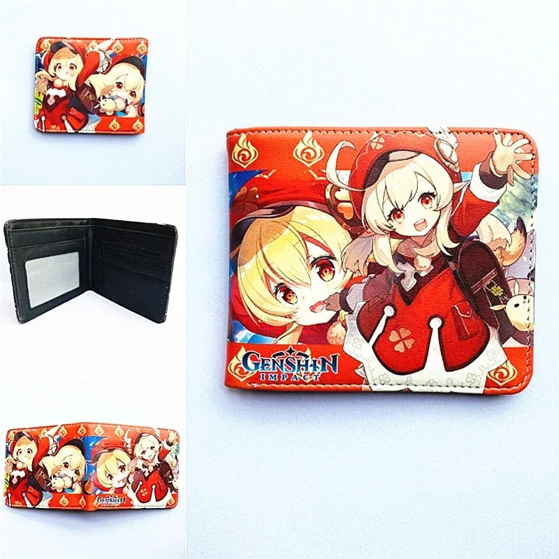 Anime Figures New Arrival Game Genshin Impact PU Wallet for Boys and Girls Short Purse Whit Credit Card Holder