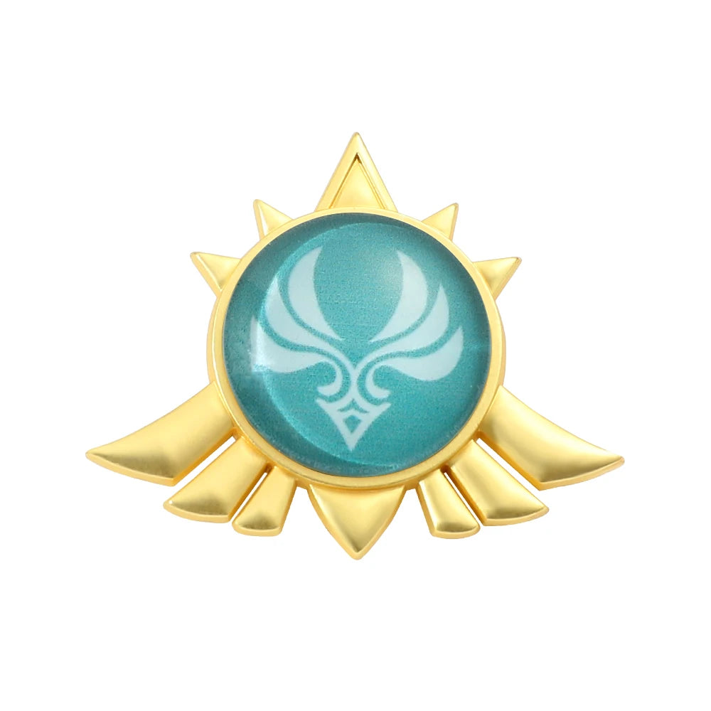 Genshin Impact Brooch – Luminous 7 Element Vision Badge, Metal Anime Pin Prop for Cosplay, Collectible & Gifts