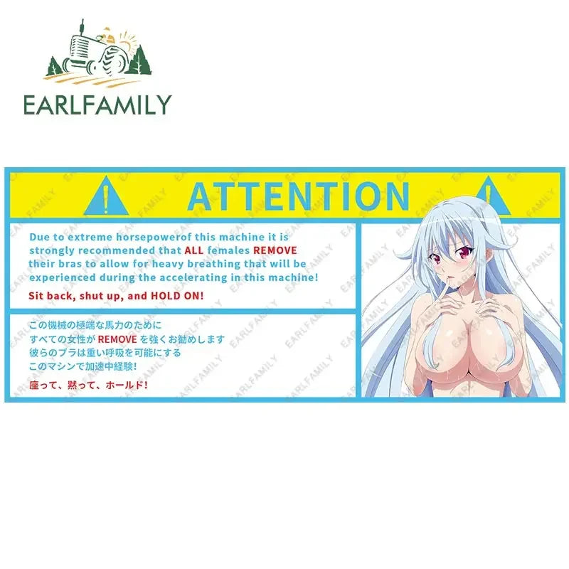EARLFAMILY 13cm x 7.3cm Cartoon Girl Car Stickers for Warning Slap Stickers Anime Vinyl Car Window Bike Decal Car Accessories