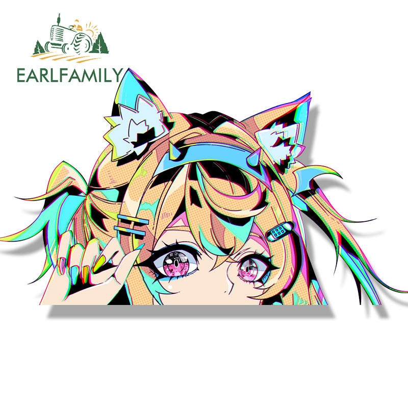 EARLFAMILY Streetwear Fuwawa Abyssgard Fanart Car Sticker Hololive Sketch Waifu Decal Gothic Punk Girl Peek Stickers Car Wrap