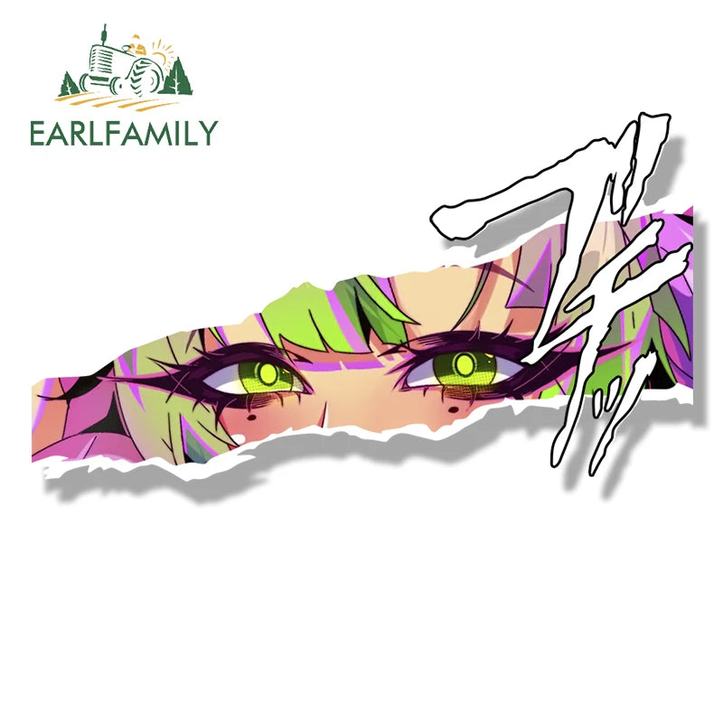 EARLFAMILY Ahegao Kanroji Mitsuri Fanart Car Sticker Anime Chibi Big Head Waifu Decal NSFW Cartoon Peek Girl Slap Stickers