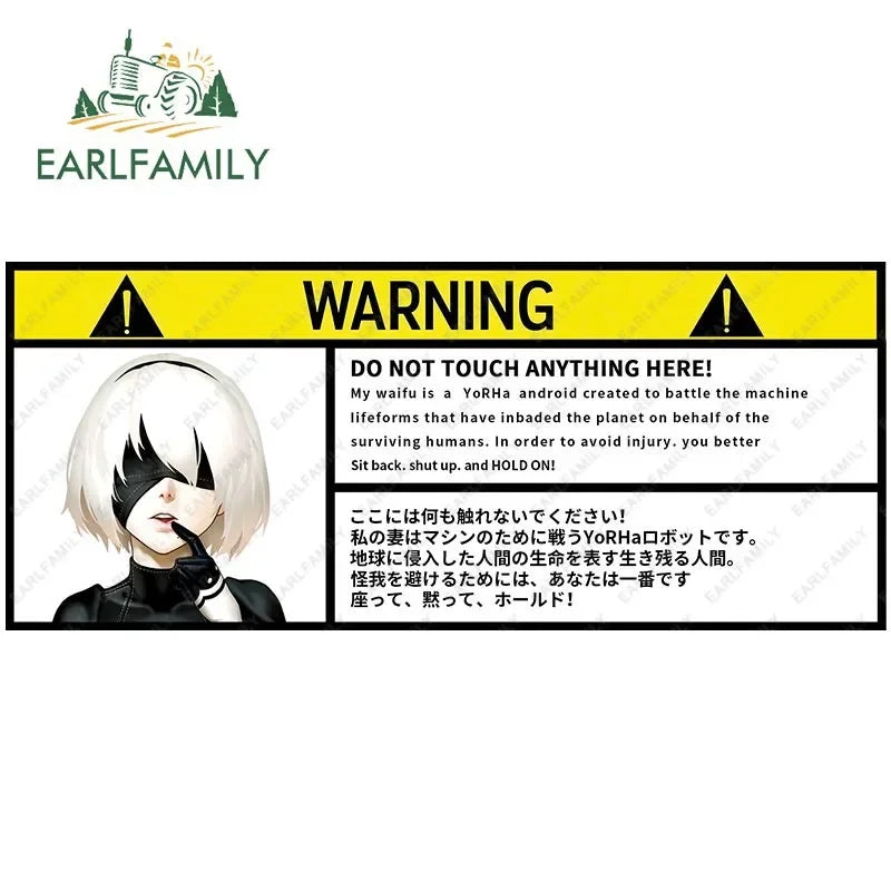 EARLFAMILY 13cm x 7.3cm Cartoon Girl Car Stickers for Warning Slap Stickers Anime Vinyl Car Window Bike Decal Car Accessories