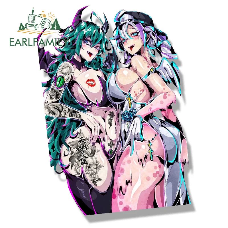 EARLFAMILY HOLO Aruna x Boba Chan Collab Car Sticker Hot Girl Waifu Die Cut Fanart Decal Tattoo Graffiti Cartoon Peeker Stickers