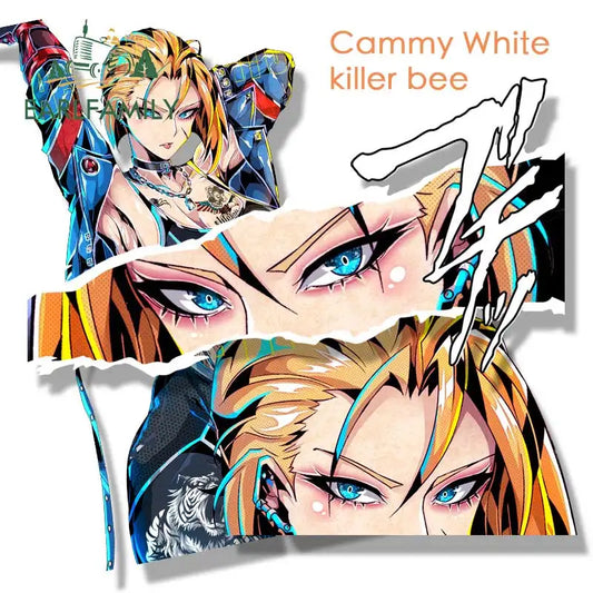 EARLFAMILY Street Punk Cammy Fanart Car Sticker Arcade Game Sketch Waifu Decal JDM Cartoon Peek Girl Graffiti Killer Bee Sticker