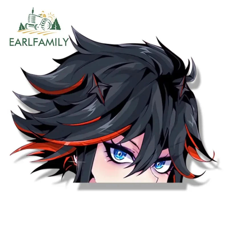 EARLFAMILY Gothic Matoi Ryuuko Car Sticker Janpan Anime Sketch Waifu Decal JDM Cartoon Peeker Girl Fanart Stickers
