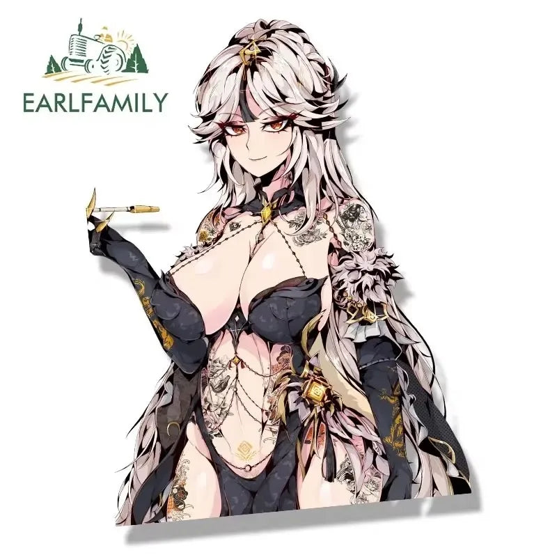 EARLFAMILY Gothic Fatui Arlecchino Fanart Car Sticker Anime Genshin Impact Knave Decal JDM Cartoon Peeker Girl Graffiti Stickers