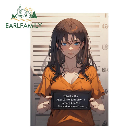 EARLFAMILY 13cm x 9cm Tohsaka Rin Prisoner Car Sticker Anime Inmate #54781 New York Women's Prison Decal Cartoon Car Styling