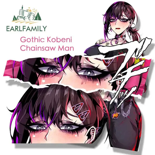 EARLFAMILY Gothic Kobeni Fanart Car Sticker Anime Sketch Waifu Decal JDM Tattoo Ahegao Girl Graffiti Peek Stickers