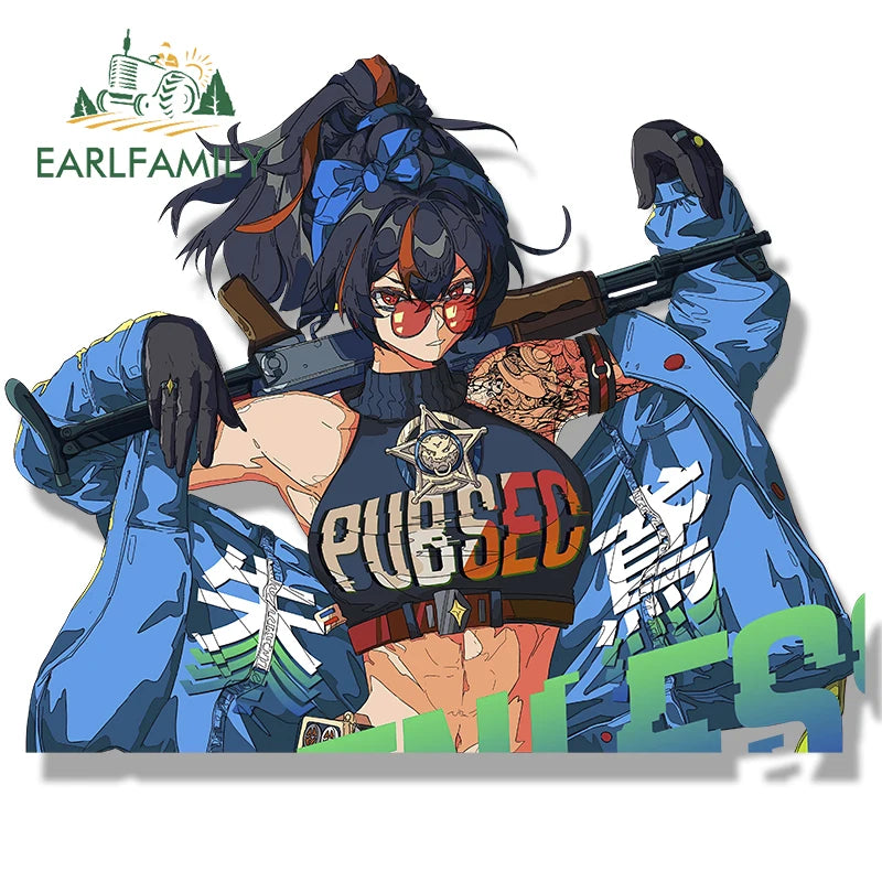 EARLFAMILY Zenless Zone Zero Zhu Yuan Fanart Car Sticker Anime Sketch Waifu Decal Cartoon Peek Girl Stickers Car Accessories