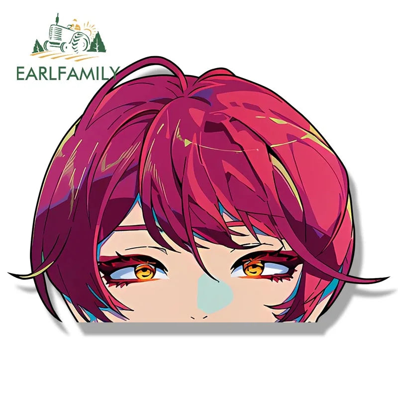 EARLFAMILY Gothic Punk Girl Peek Car Sticker Cartoon Anime Waifu Sketch Fanart Decal JDM Funny Peeker Stickers Car Graphics