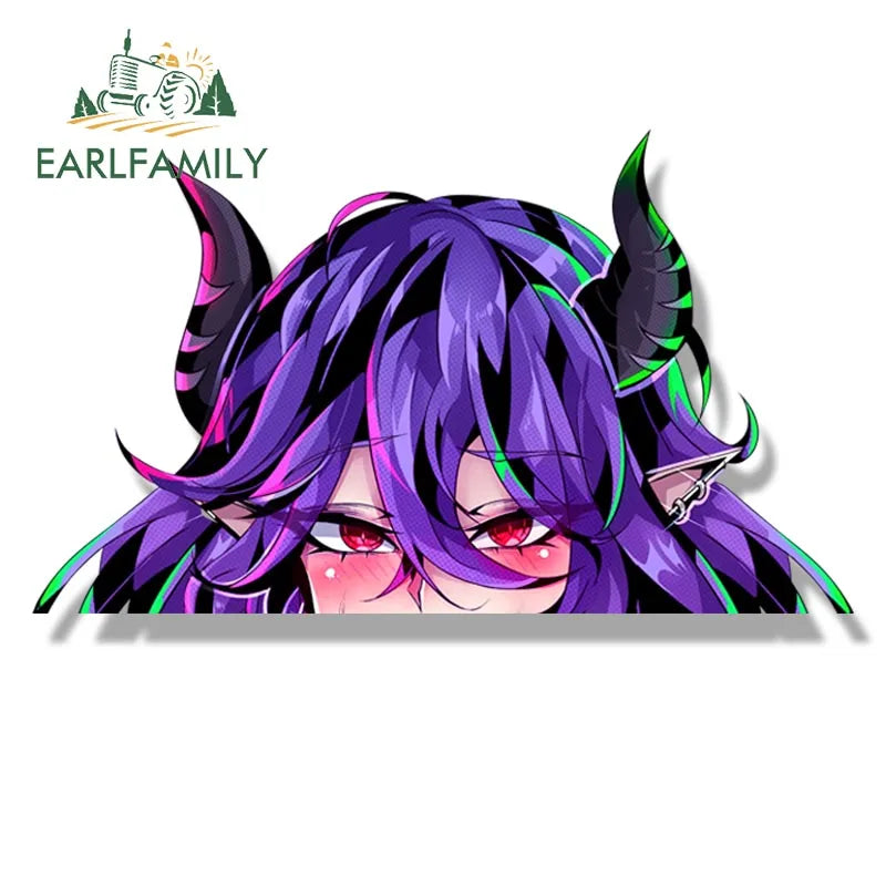 EARLFAMILY Ahegao Vermeil Fanart Car Sticker Anime Vermeil In Gold Waifu Sketch Decal Cartoon Peeker Girl Graffiti Slap Stickers