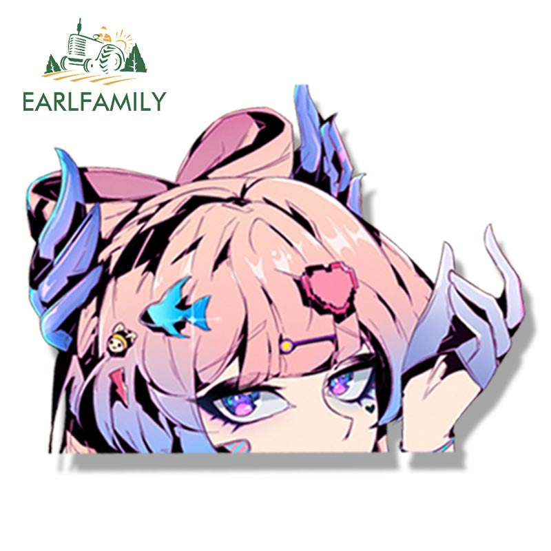 EARLFAMILY Sangonomiya Kokomi Streetwear Peeker Car Sticker Anime Genshin Impact Waifu Fanart Decal JDM Cartoon Peek Stickers