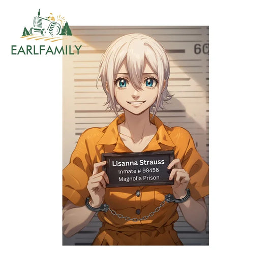 EARLFAMILY 13cm x 8.7cm Lisanna Strauss Female Prisoner Car Sticker JDM Anime Inmate #98456 Prison Decal Funny Car Styling