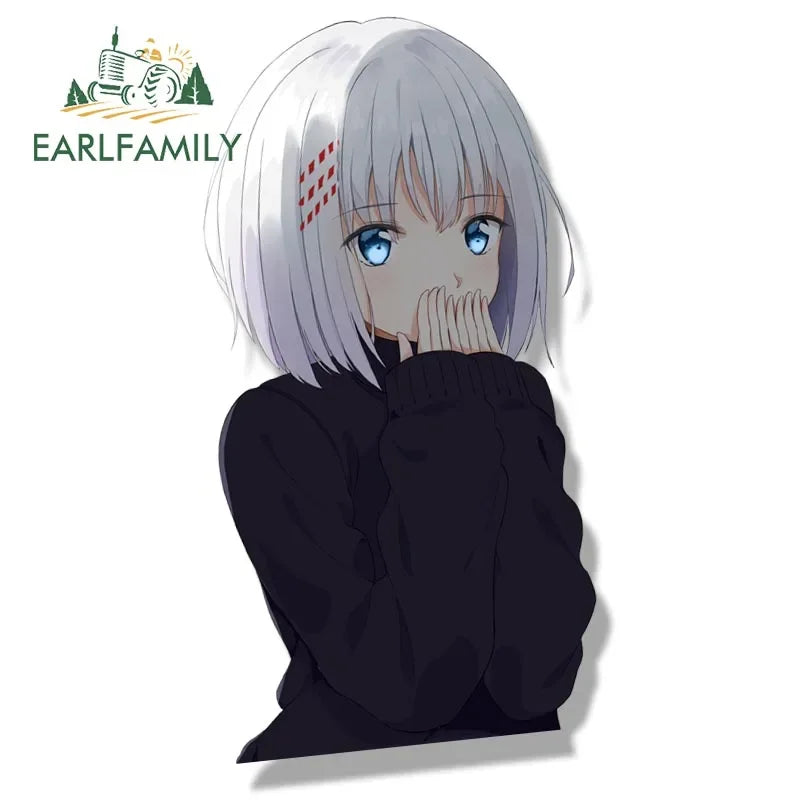 EARLFAMILY Tobiichi Origami Fanart Car Sticker Big Head Anime Sketch Waifu Decals JDM Cartoon Peeker Girl Stickers