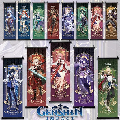 Genshin Impact Poster – Canvas Wall Art Scroll Painting, Hot Game Prints for Home Decoration
