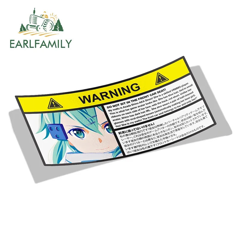 EARLFAMILY 13cm x 7.3cm Cartoon Girl Car Stickers for Warning Slap Stickers Anime Vinyl Car Window Bike Decal Car Accessories