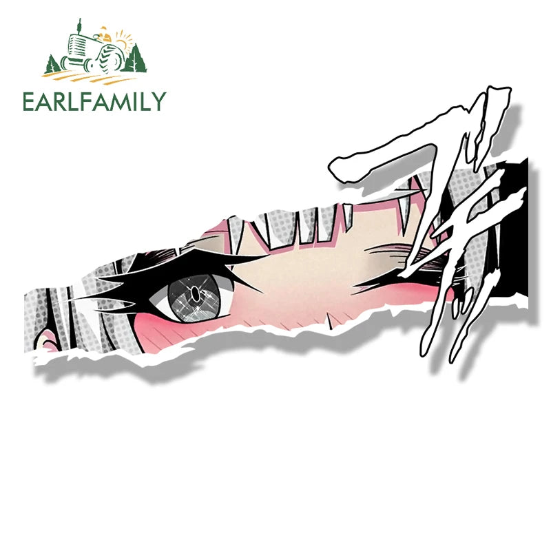EARLFAMILY Original Girl SINNA Waifu Car Sticker JDM Chibi Big Head Hot Cartoon Sketch Decal Peek Girl Graffiti Sticker Car Wrap
