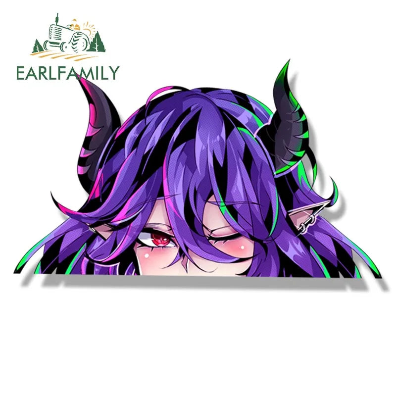 EARLFAMILY Ahegao Vermeil Fanart Car Sticker Anime Vermeil In Gold Waifu Sketch Decal Cartoon Peeker Girl Graffiti Slap Stickers