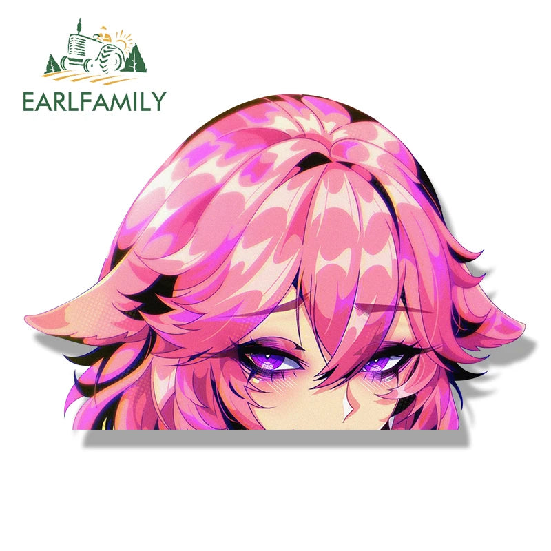 EARLFAMILY Bathrobe RaidenShogun YaeMiko Fanart Car Sticker Genshin Impact Waifu Decal Graffiti Cartoon Peek Girl NSFW Stickers