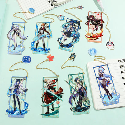 Genshin Impact Metal Bookmark – Elegant Anime Page Marker, Collectible Gift for Book Lovers & Fans
