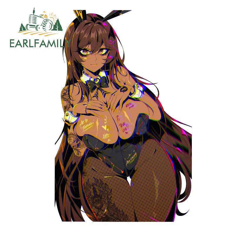 EARLFAMILY Bunny Noir Nikke Fanart Car Sticker Hot Anime Waifu Decal JDM Tattoo Girl Graffiti Cartoon Peeker NSFW Stickers