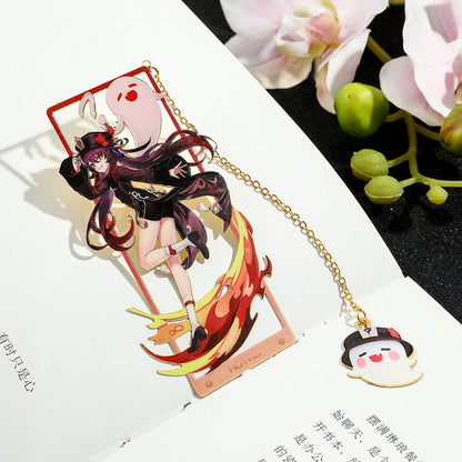 Genshin Impact Metal Bookmark – Elegant Anime Page Marker, Collectible Gift for Book Lovers & Fans