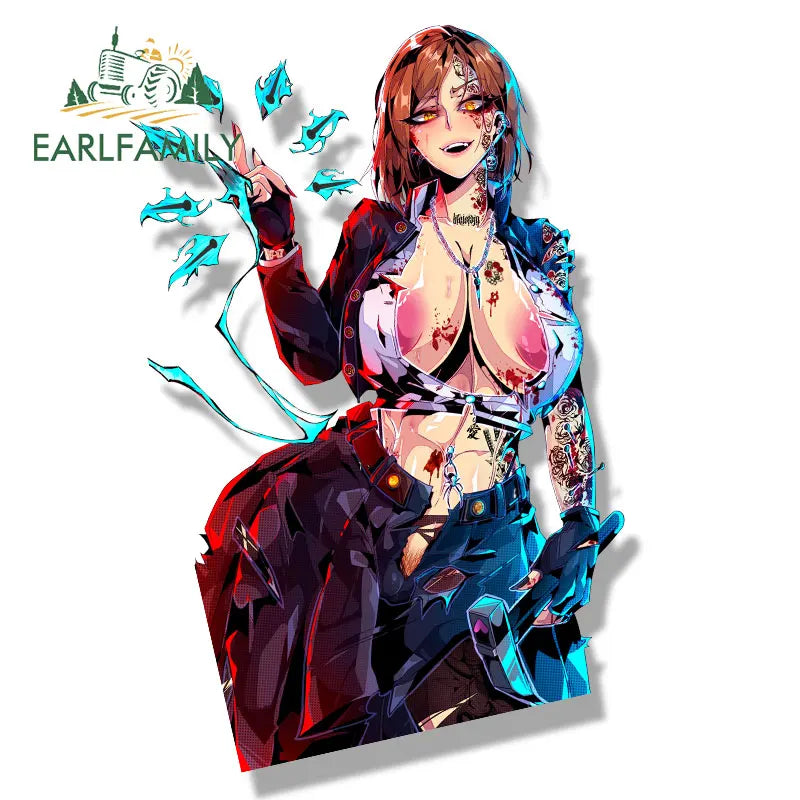 EARLFAMILY Gothic Punk Kugisaki Nobara Fanart Car Sticker Anime Waifu Decal JDM Cartoon Peeker Graffiti Stickers Car Wrap