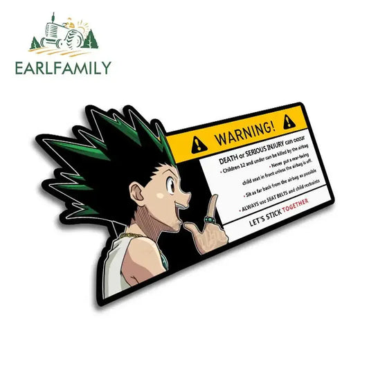 EARLFAMILY 15cm x 8.2cm Cartoon Anime Car Sticker for GON FREECSS Warning Decal Vinyl JDM Window Trunk Stickers Car Wrap