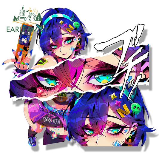 EARLFAMILY Punk Belle Fanart Car Sticker Zenless Zone Zero Sketch Waifu Peek Decal JDM Cartoon Girl Graffiti Slap Stickers