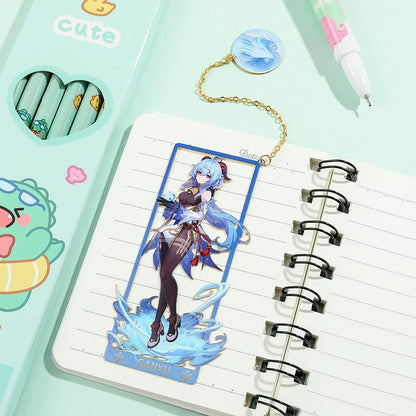 Genshin Impact Metal Bookmark – Elegant Anime Page Marker, Collectible Gift for Book Lovers & Fans