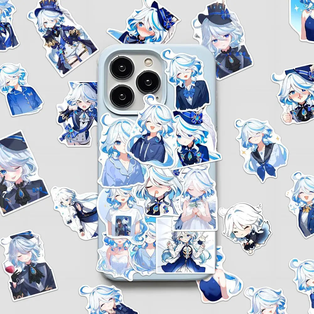 52pcs mihoyo Genshin Impact Furina Waterproof sticker trunk materials desktop Hand account materials decorate Children diy Toy