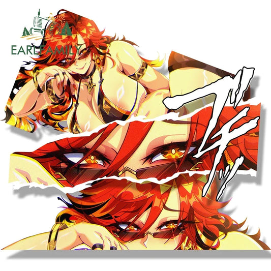 EARLFAMILY Bikini Mavuika Fanart Car Sticker Hot Genshin Impact Chibi Big Head Waifu Decal JDM Graffiti Helmet Peeker Stickers
