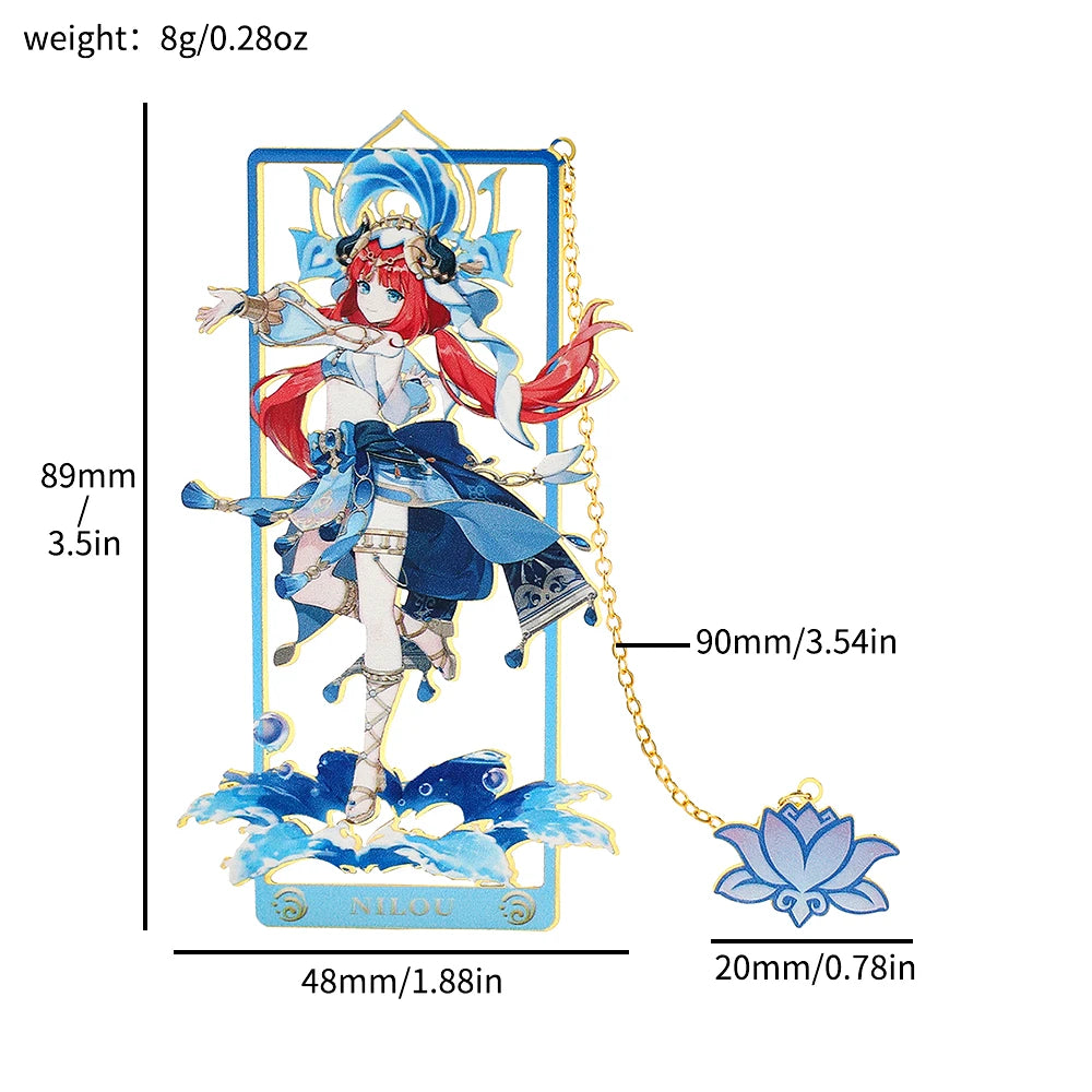 Genshin Impact Metal Bookmark – Elegant Anime Page Marker, Collectible Gift for Book Lovers & Fans