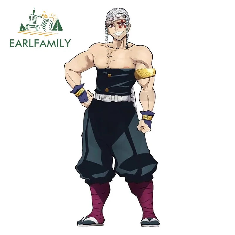EARLFAMILY Ninja Uzui Tengen Car Sticker Anime Two Sword Style JDM Car Trunk Motorcycle Helmet Decal Vinyl Car Wrap