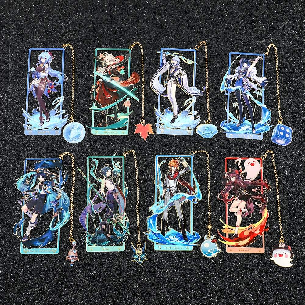 Genshin Impact Metal Bookmark – Elegant Anime Page Marker, Collectible Gift for Book Lovers & Fans