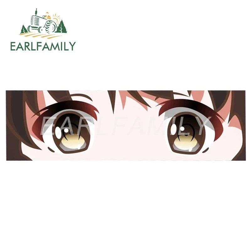 EARLFAMILY Cartoon Car Sticker Megumi Kato Eye Slap Skateboard Decal JDM Auto Helmet Motorcycle Sticker Classic Peek Girl Eyes