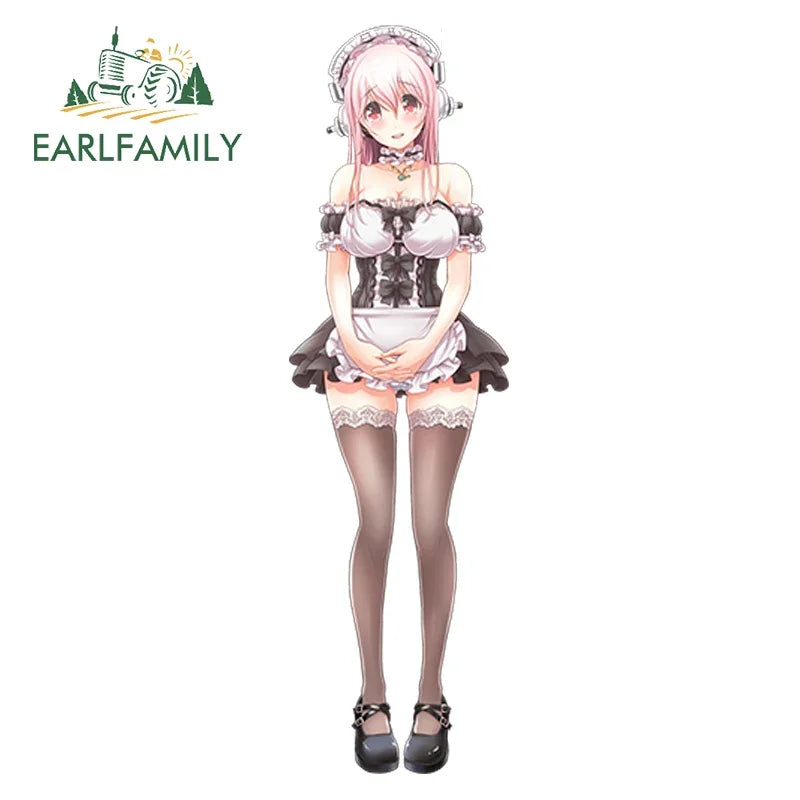 EARLFAMILY Car Sticker for Super Sonico Warning Slap Stickers Anime Vinyl JDM Rear Windshield Bumper Decal Car Accessories