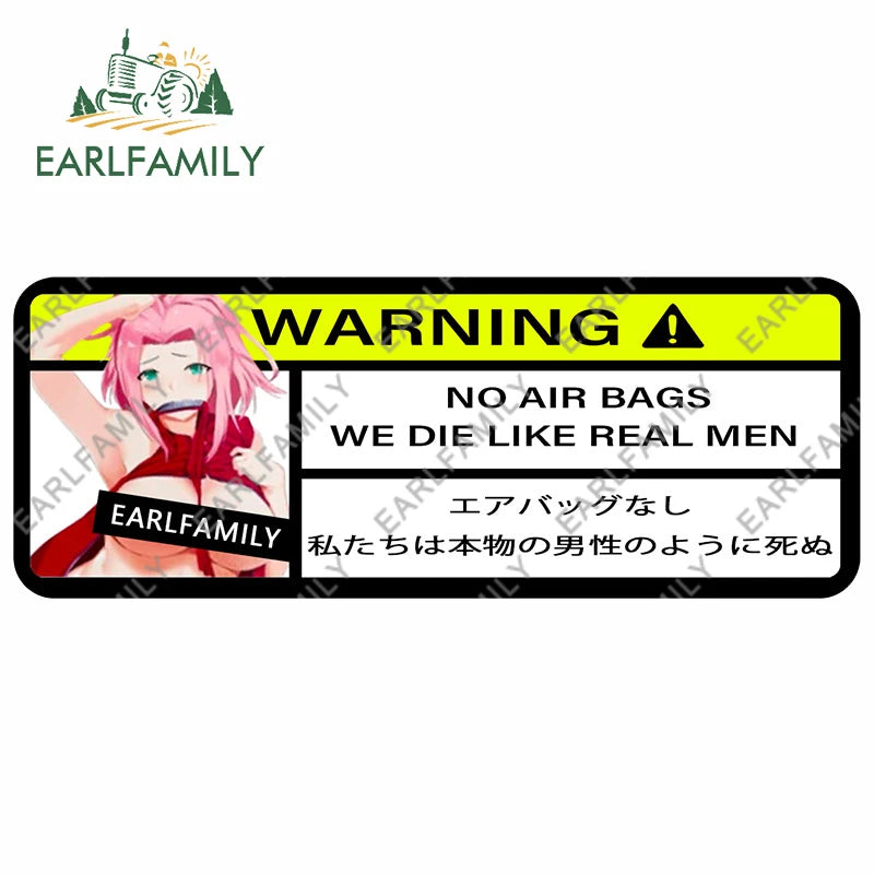 EARLFAMILY 15cm x 5.7cm Cartoon Inosuke Car Sticker for We Die Like Real Men! Warning Decal Anime Car Accessories JDM Stickers