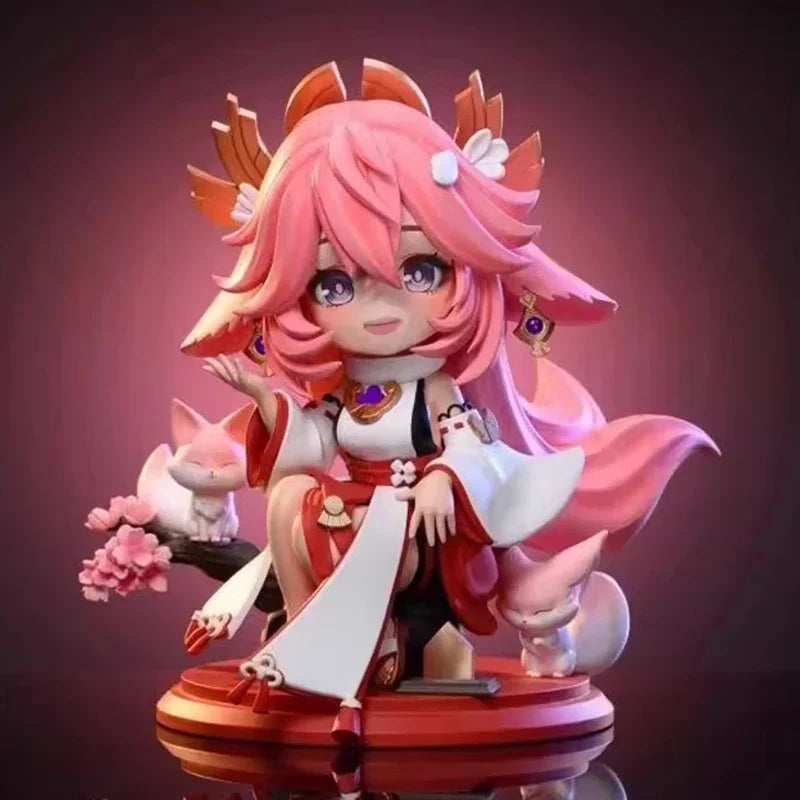 Cute Genshin Impact Figures Yoimiya Raiden Shogun Naganohara Yoimiya Yae Miko Action Figures Q Version Anime PVC Model Toys Gift