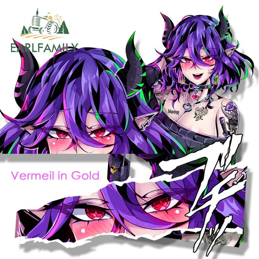 EARLFAMILY Ahegao Vermeil Fanart Car Sticker Anime Vermeil In Gold Waifu Sketch Decal Cartoon Peeker Girl Graffiti Slap Stickers