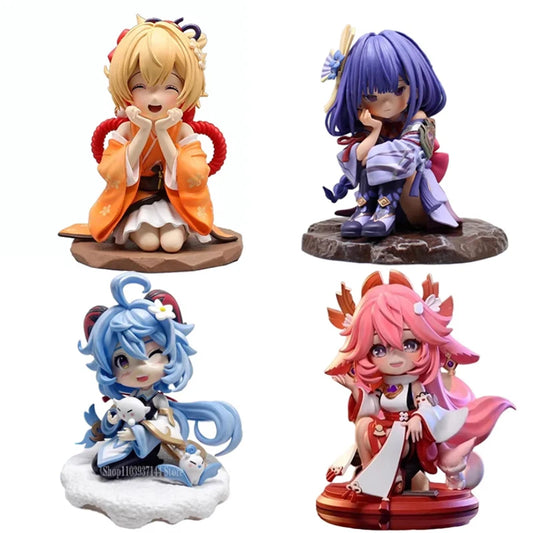 Cute Genshin Impact Figures Yoimiya Raiden Shogun Naganohara Yoimiya Yae Miko Action Figures Q Version Anime PVC Model Toys Gift