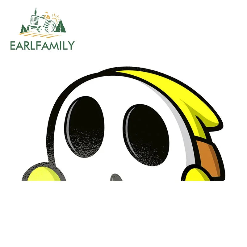 EARLFAMILY 13cm x 9cm Cartoon Shy Guy Peeker Car Sticker Chibi Big Head Decal JDM Window Car Bumper Graffiti Decoration