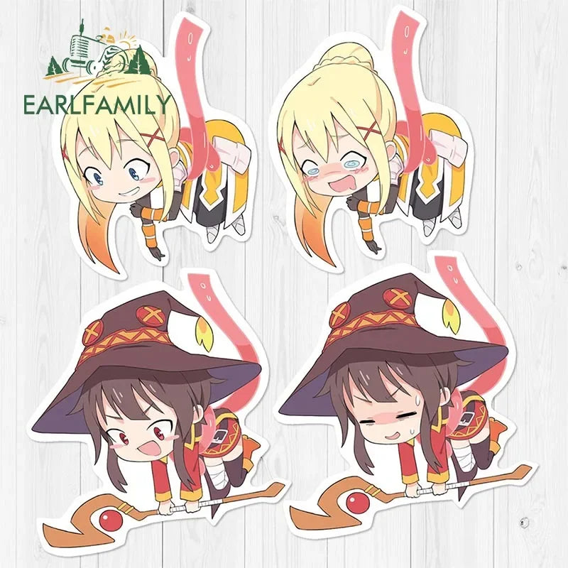 EARLFAMILY Tentacle Binding Satou Kazuma Car Sticker Anime JDM Window Trunk Helmet 3D Decal Waterproof Car Accessories