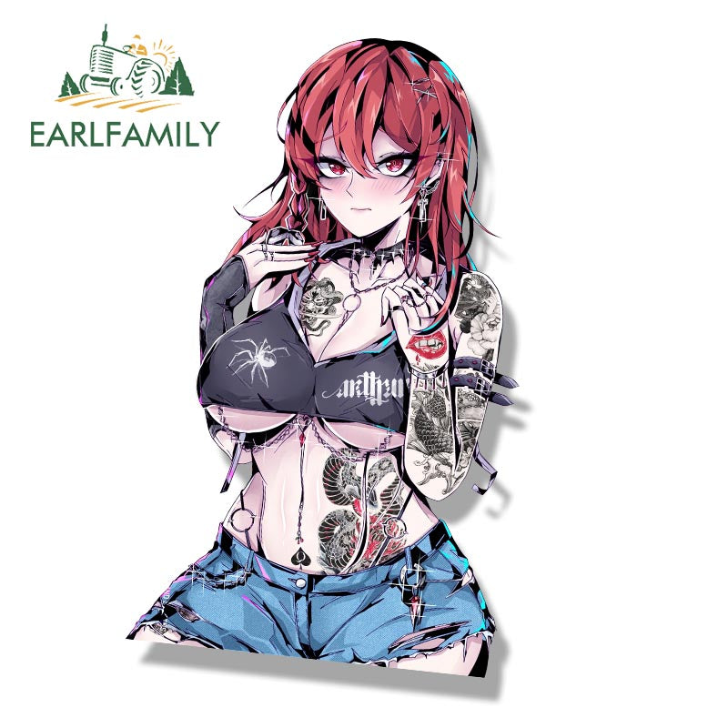 EARLFAMILY Punk Sakurasawa Sumi Fanart Car Sticker Anime Waifu Peeker Decal JDM Ahegao Girl Cartoon Graffiti Stickers