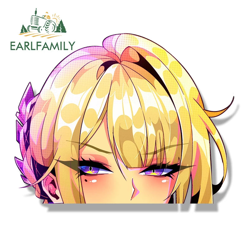 EARLFAMILY Ahegao Evelyn Fanart Car Sticker Zenless Zone Zero Sketch Waifu Decal JDM Funny Peek Girl Graffiti Slap Stickers