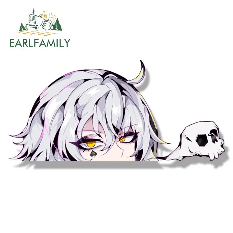 EARLFAMILY Street Punk Jeanne D'Arc Alter Peeker Car Sticker Anime Waifu Fanart Decal JDM Cartoon Girl Stickers Car Accessories