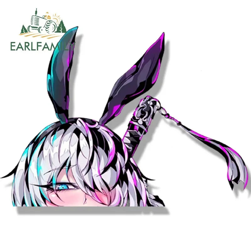 EARLFAMILY Bunny Girl Fanart Car Sticker Neir Automata Sketch Waifu Decal Cartoon Peeker Ahegao Girl Stickers