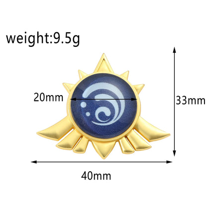 Genshin Impact Brooch – Luminous 7 Element Vision Badge, Metal Anime Pin Prop for Cosplay, Collectible & Gifts