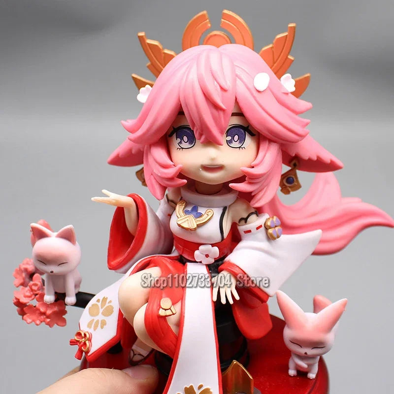 Cute Genshin Impact Figures Yoimiya Raiden Shogun Naganohara Yoimiya Yae Miko Action Figures Q Version Anime PVC Model Toys Gift