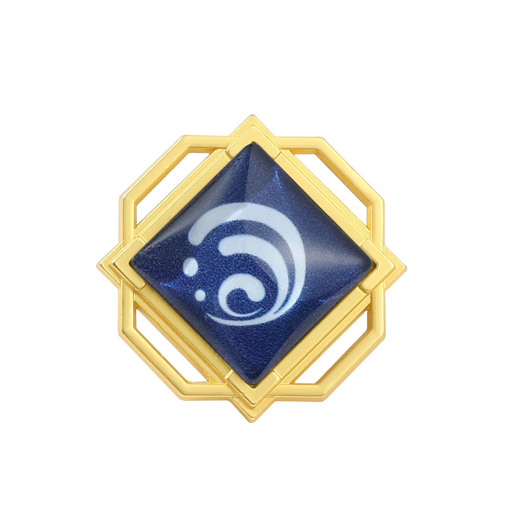 Genshin Impact Brooch – Luminous 7 Element Vision Badge, Metal Anime Pin Prop for Cosplay, Collectible & Gifts